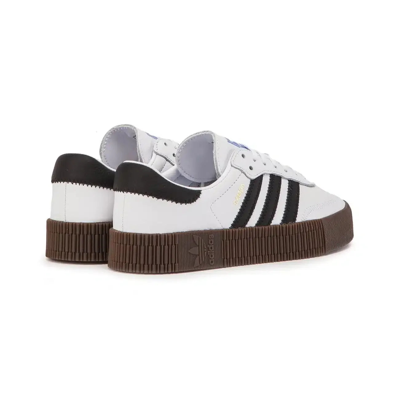 Adidas Sambarose Blanche avec Semelle Marron et Détails Noirs
