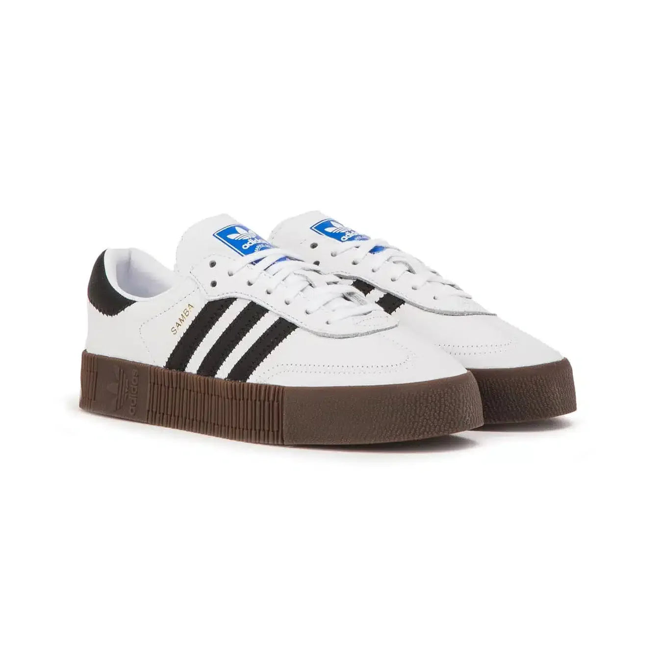 Adidas Sambarose Blanche avec Semelle Marron et Détails Noirs