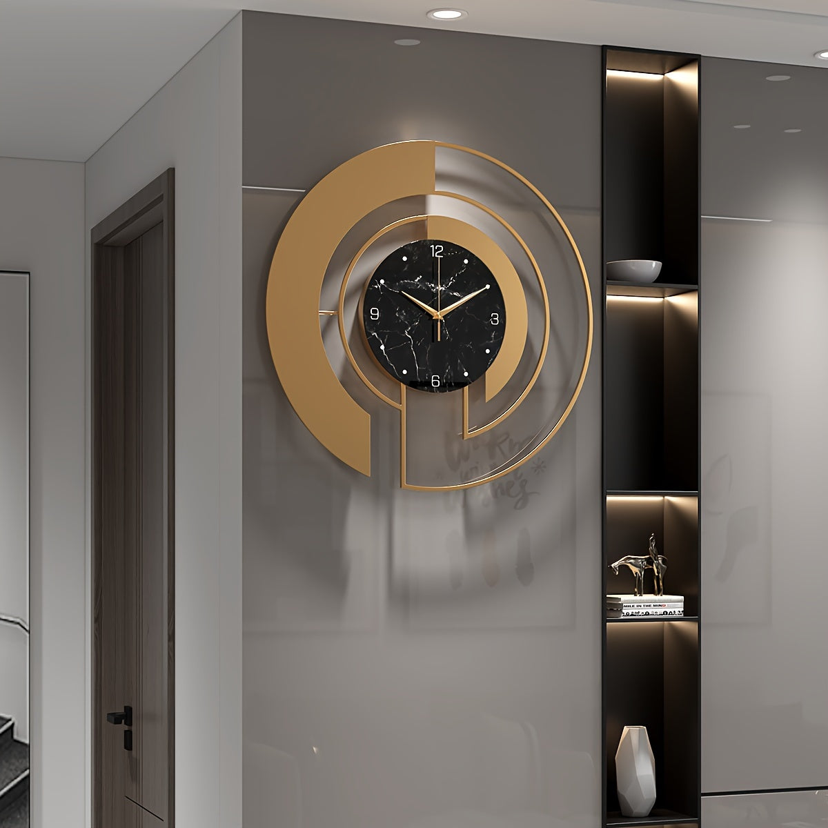 Aureno - Horloge murale de luxe en or avec design géométrique moderne
