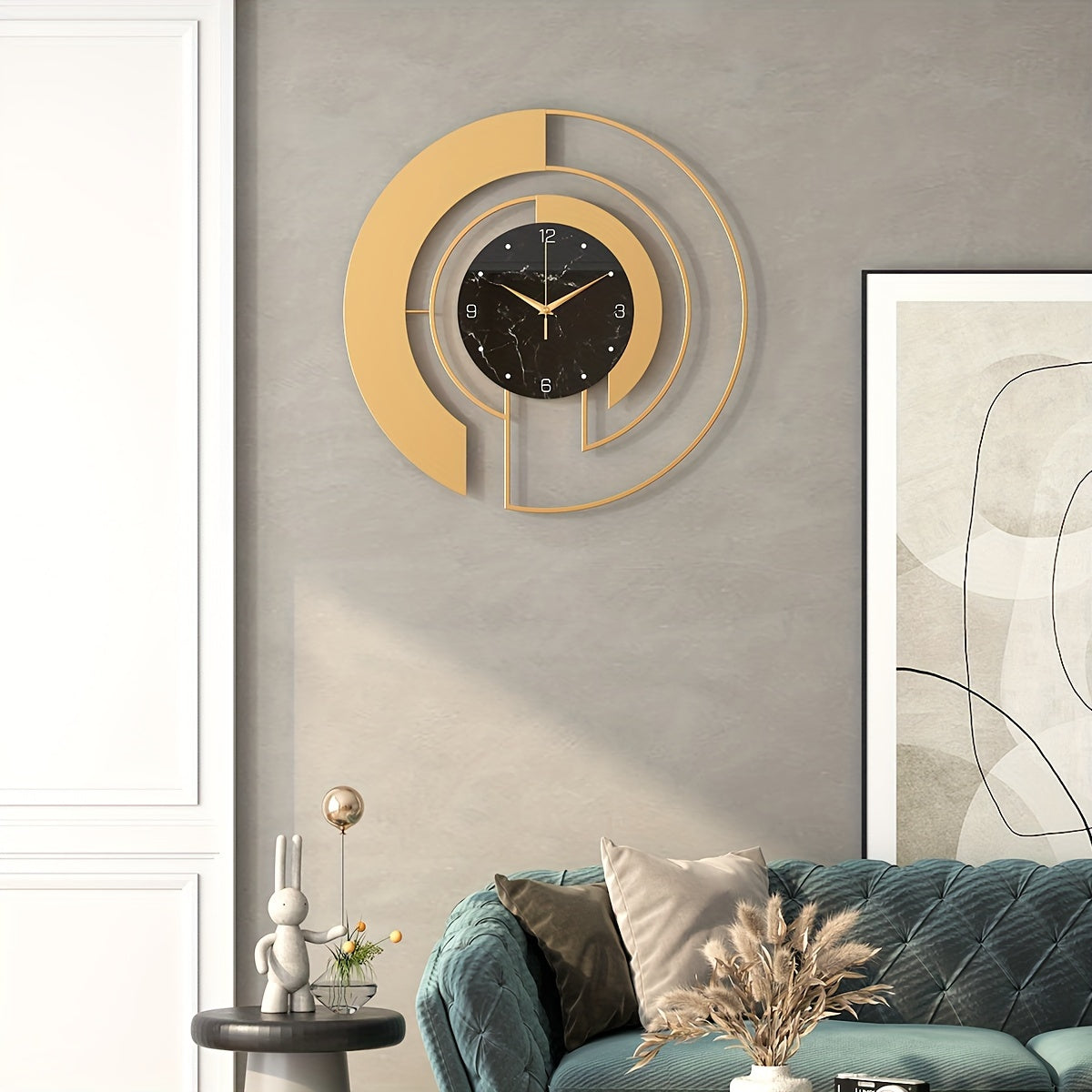 Aureno - Horloge murale de luxe en or avec design géométrique moderne