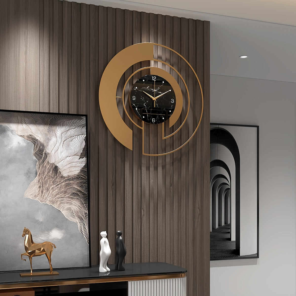 Aureno - Horloge murale de luxe en or avec design géométrique moderne