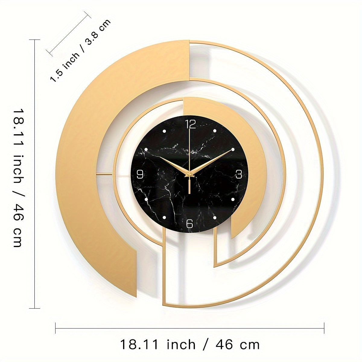 Aureno - Horloge murale de luxe en or avec design géométrique moderne