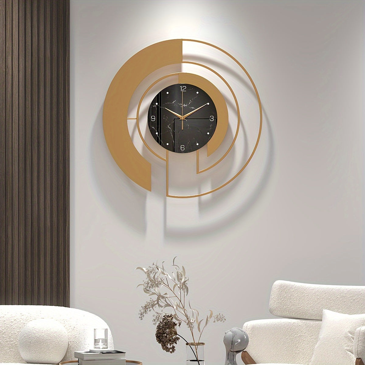 Aureno - Horloge murale de luxe en or avec design géométrique moderne