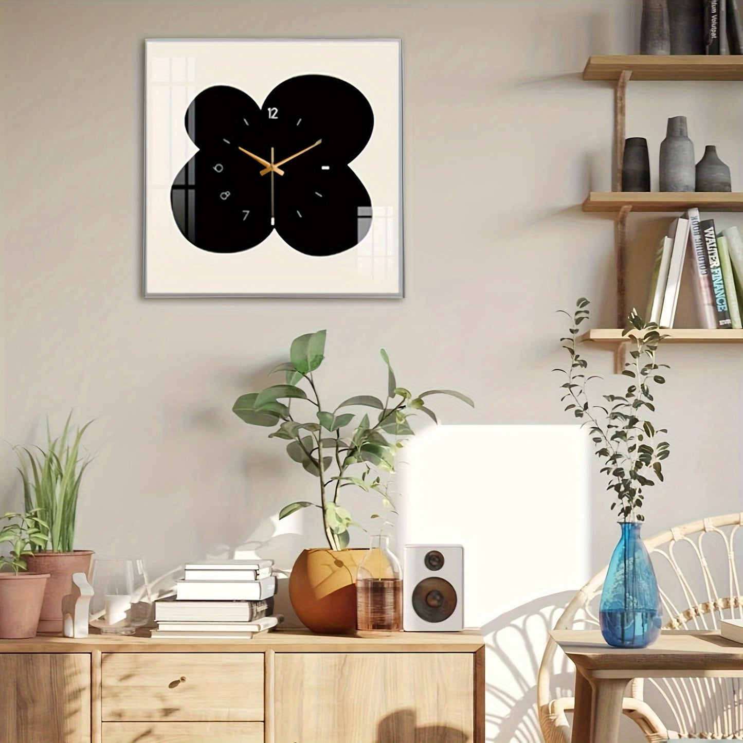 Florina - Silent square wall clock with floral pattern