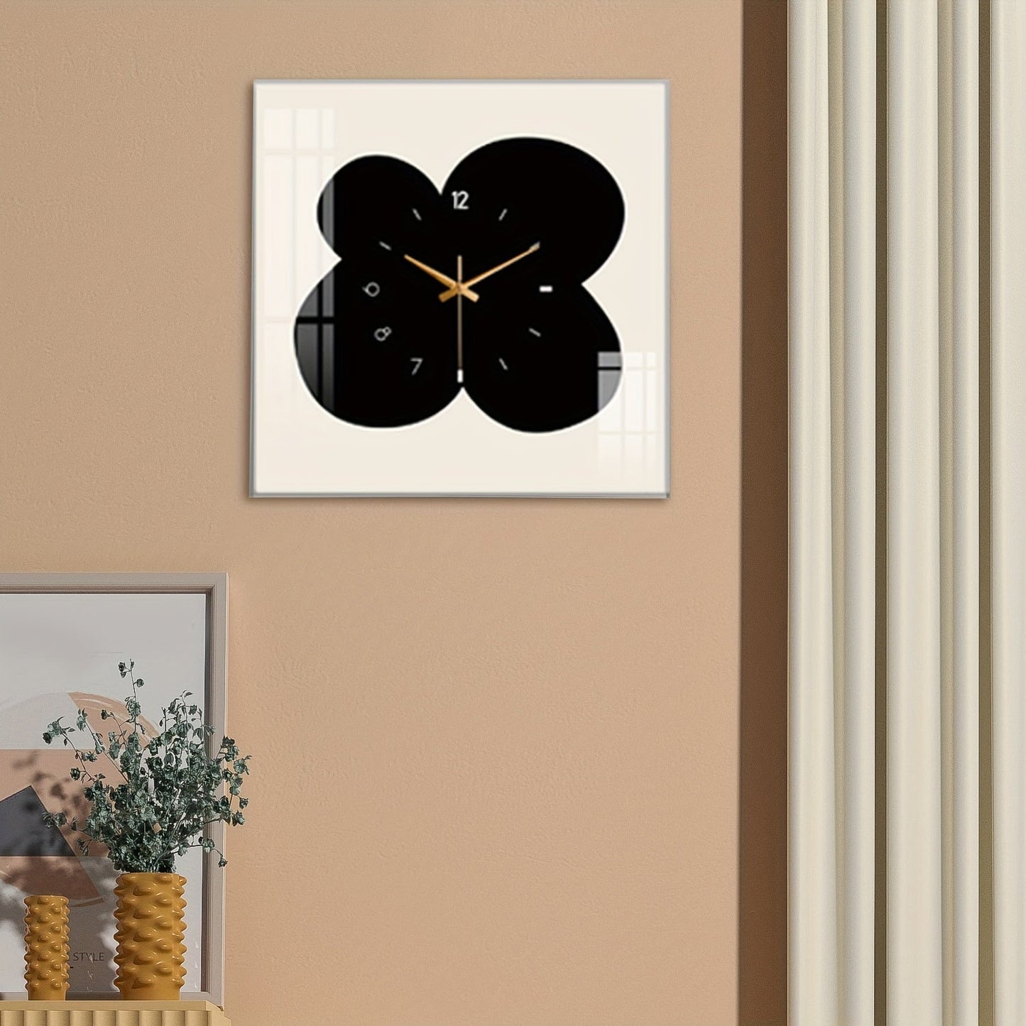 Florina - Silent square wall clock with floral pattern