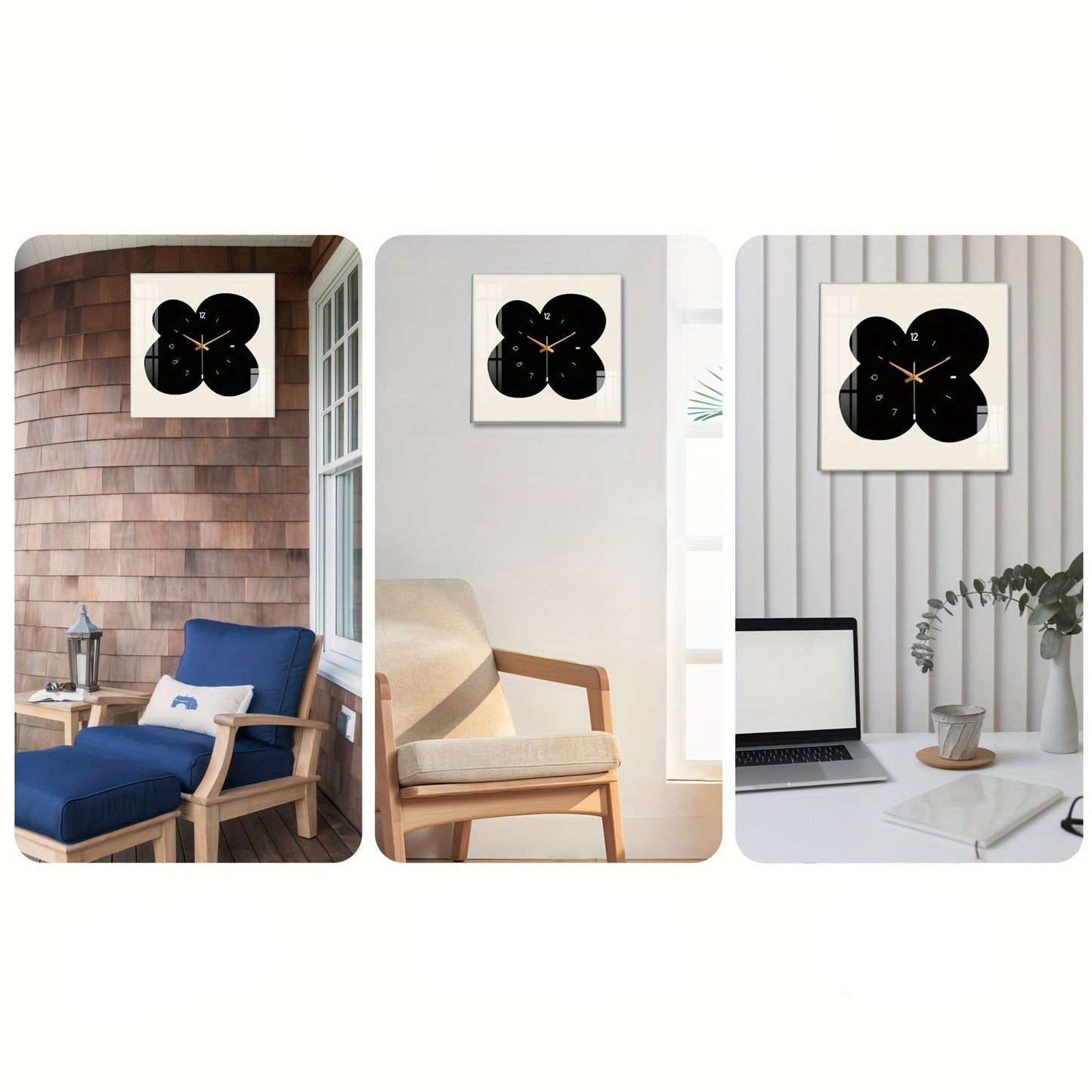Florina - Silent square wall clock with floral pattern