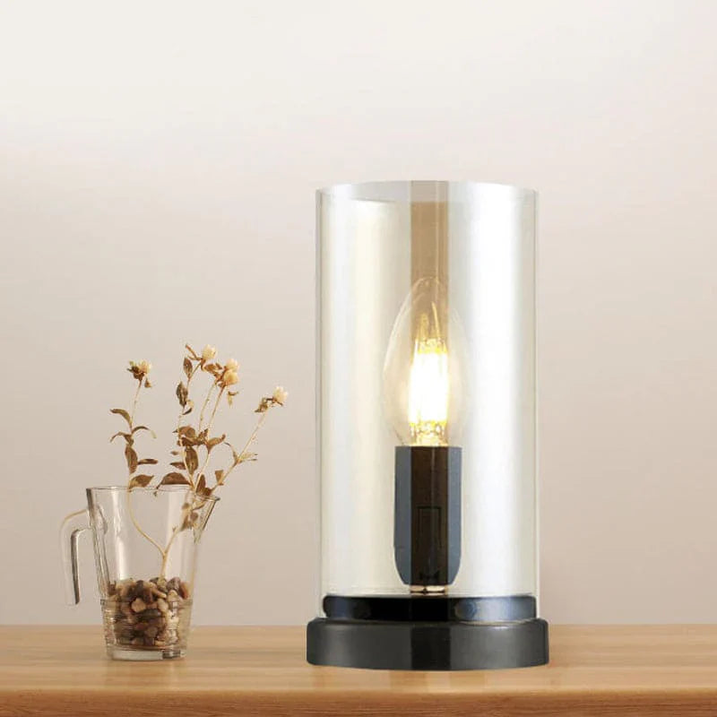 Black - Industrial Style Glass Table Lamp