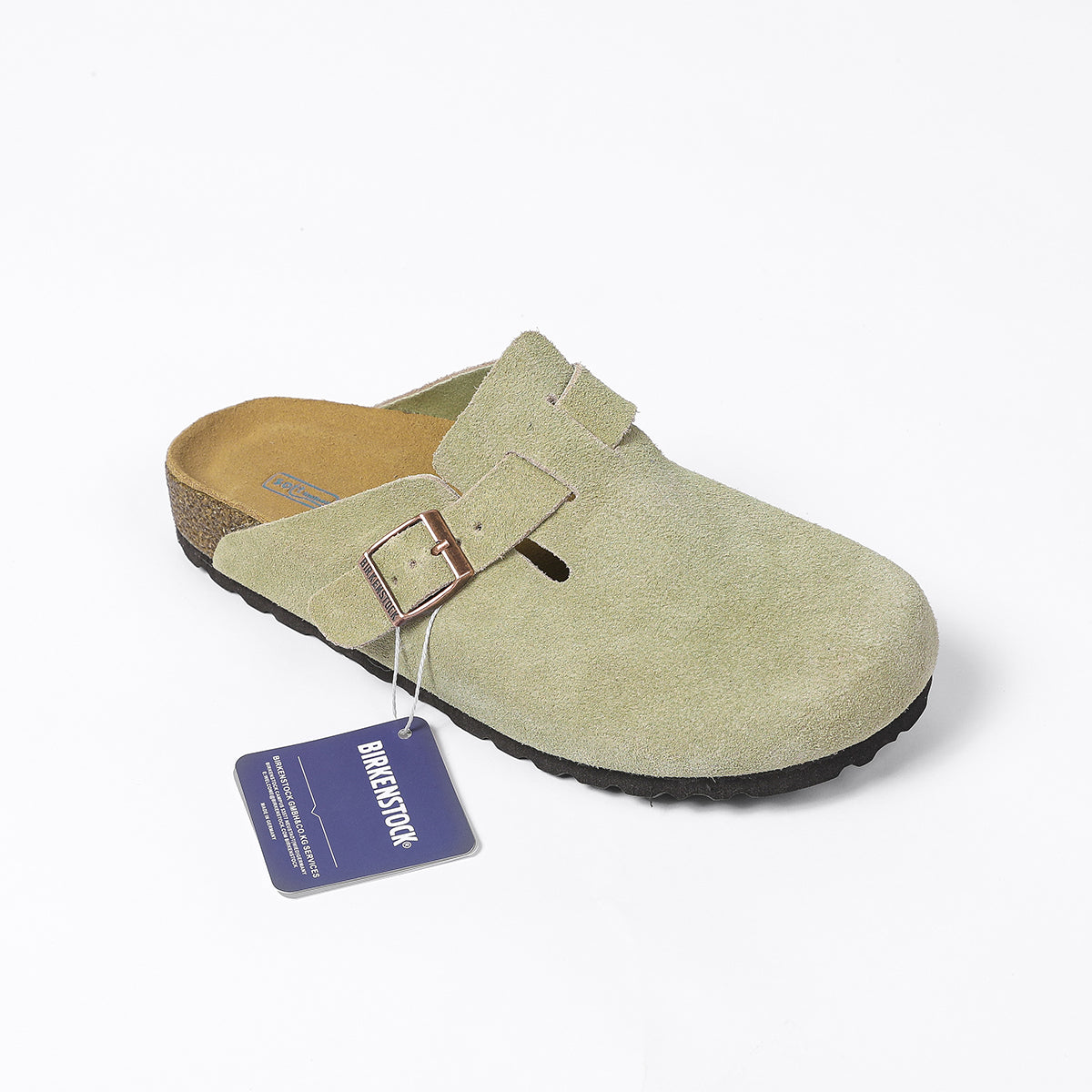 Birkenstock Boston Classic Sabots en Daim Olive Clair