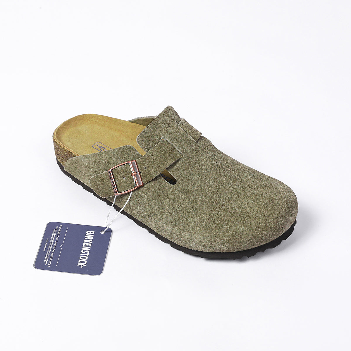 Birkenstock Boston Classic Sabots en Daim Olive foncé