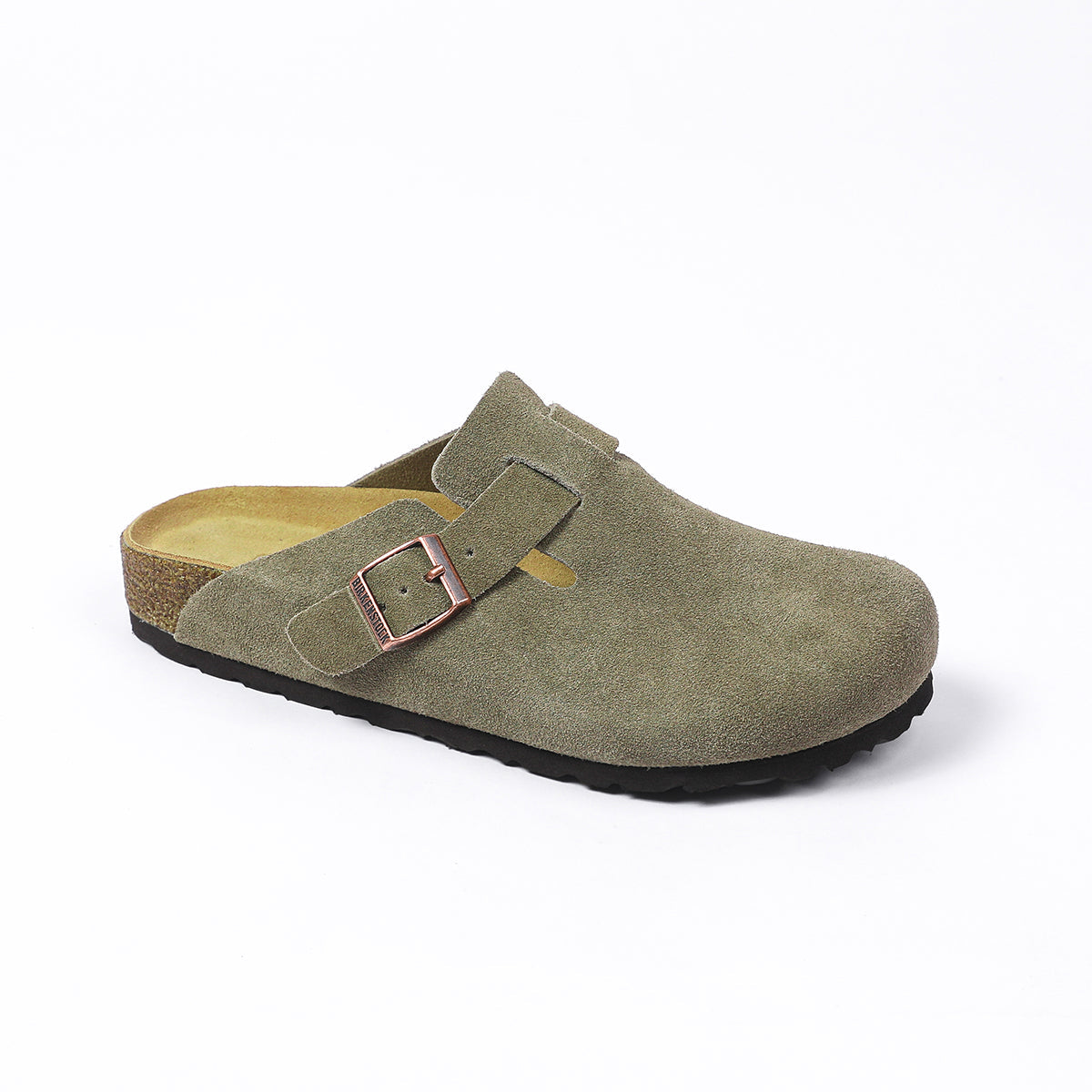 Birkenstock Boston Classic Sabots en Daim Olive foncé