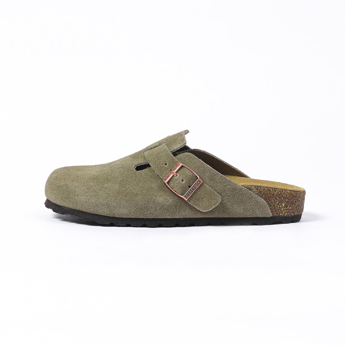 Birkenstock Boston Classic Sabots en Daim Olive foncé