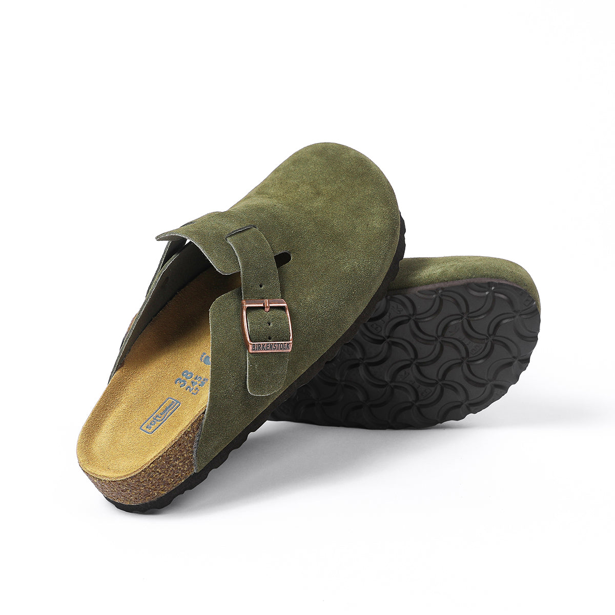Birkenstock Boston Classic Sabots en Daim Kaki