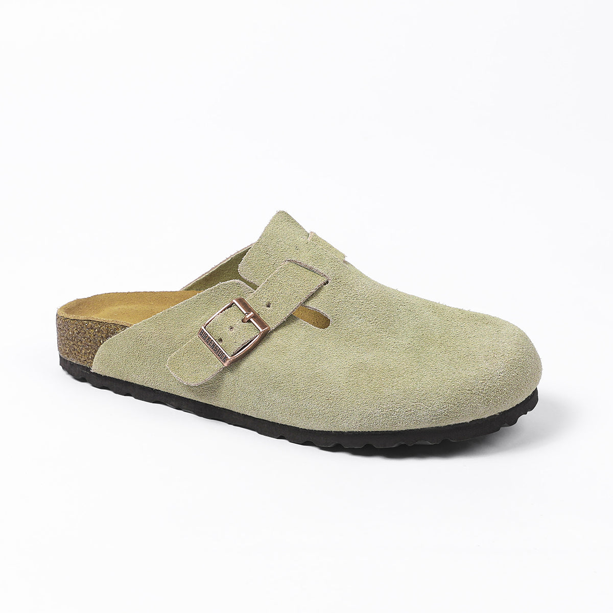 Birkenstock Boston Classic Sabots en Daim Olive Clair