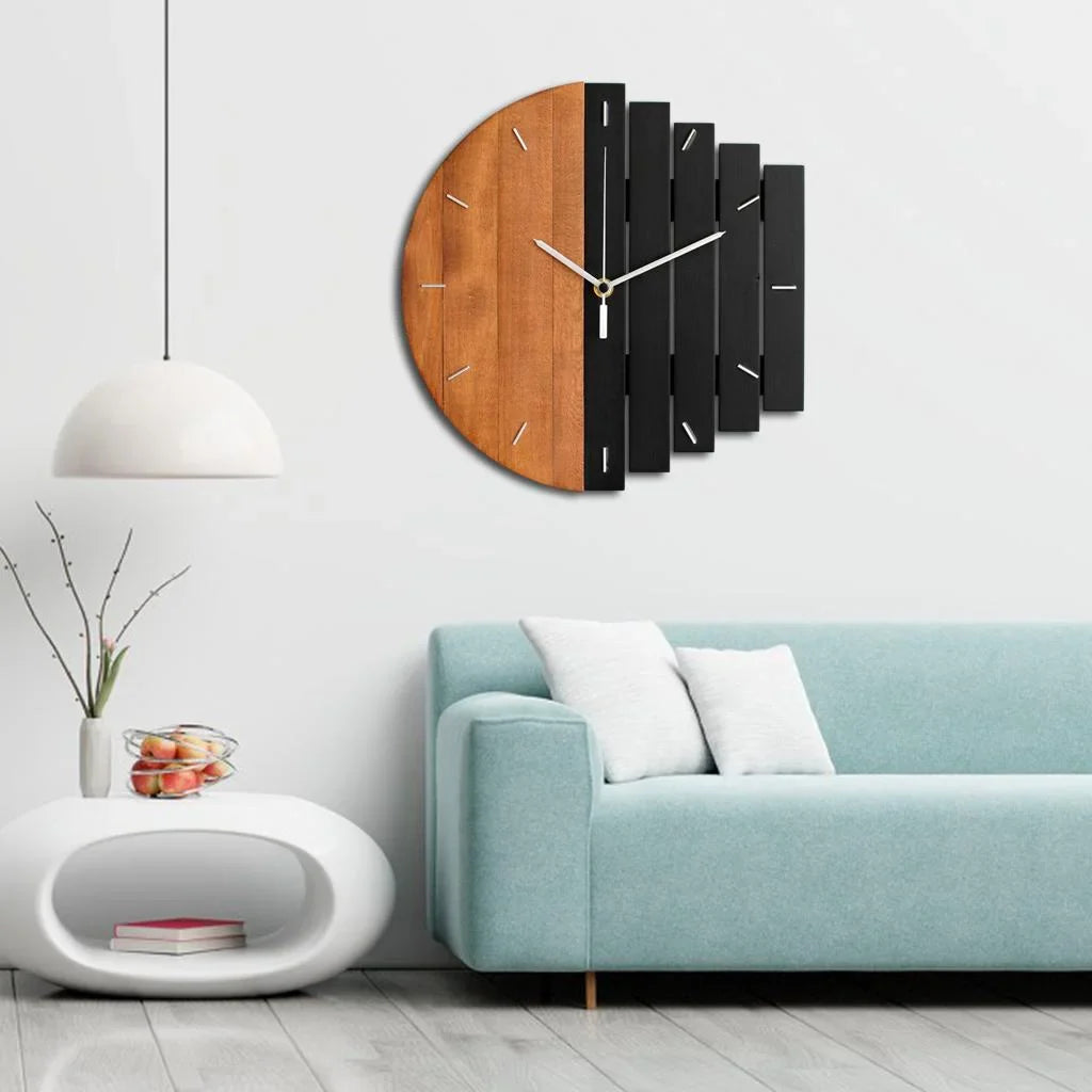 Lunara - Grande horloge murale en bois au design naturel