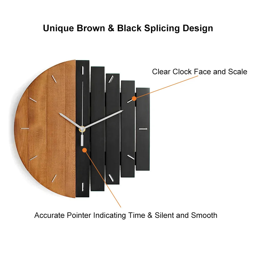 Lunara - Grande horloge murale en bois au design naturel