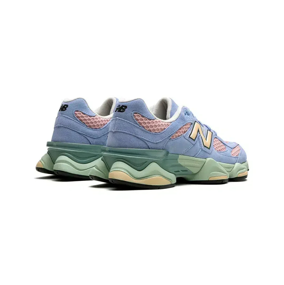 Baskets New Balance 9060 pour femme, bleu et rose, en mesh et cuir
