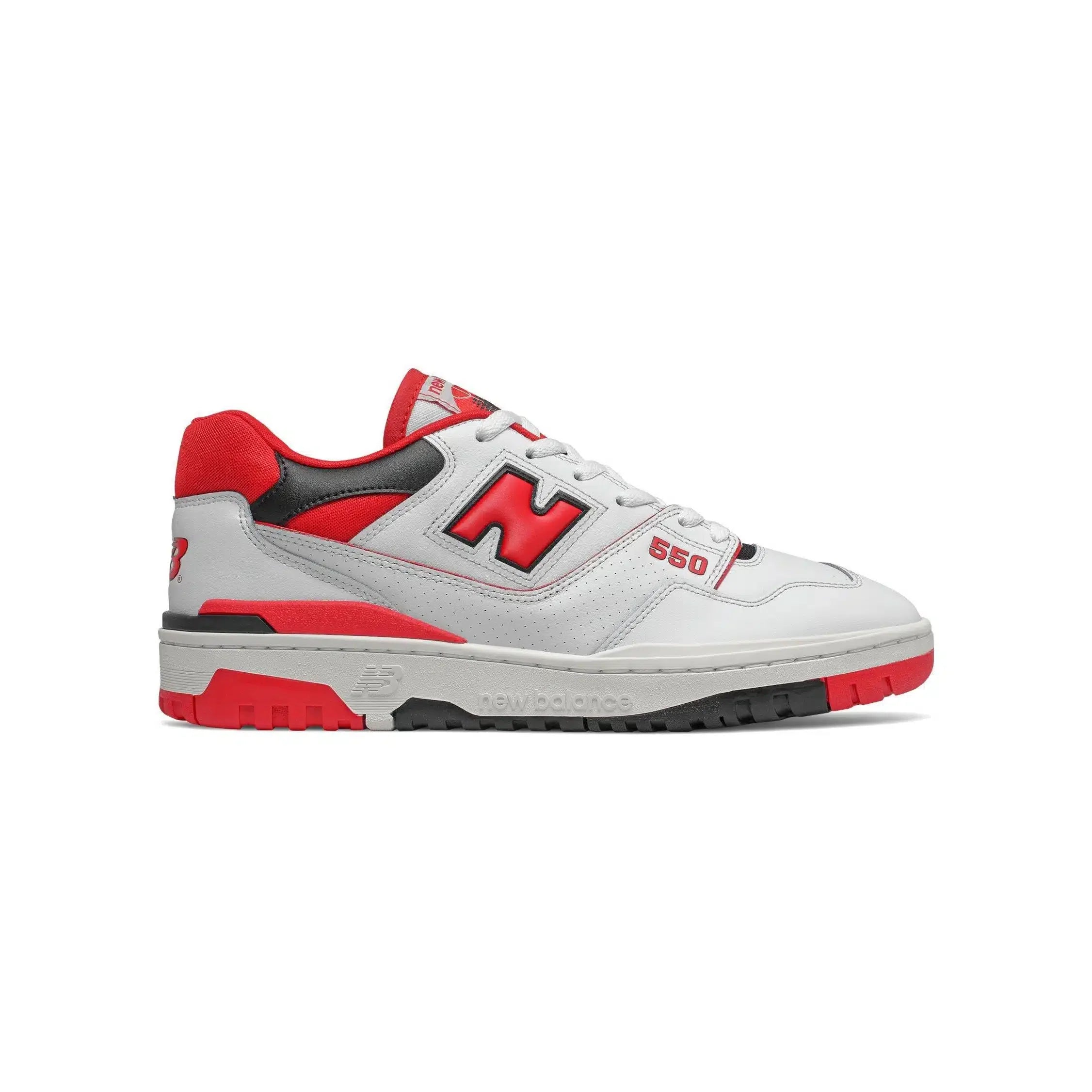 Baskets de basket-ball New Balance 550 pour homme - Blanc, rouge et noir, style rétro