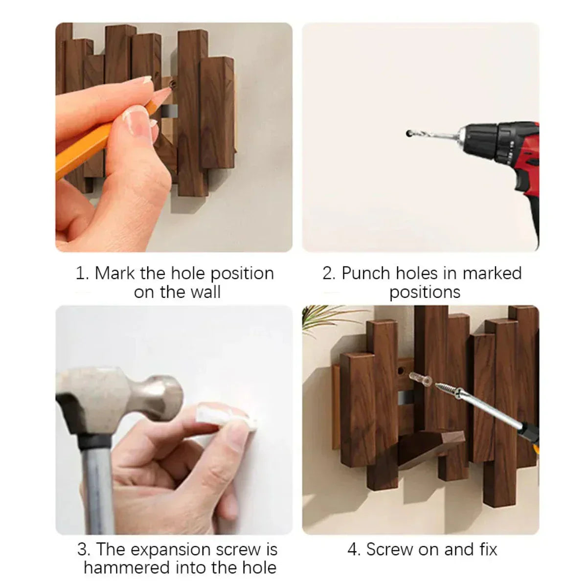 WoodHarmonie – Porte-Manteau Mural en Bois au Design Élégant pour Entrée Organisée