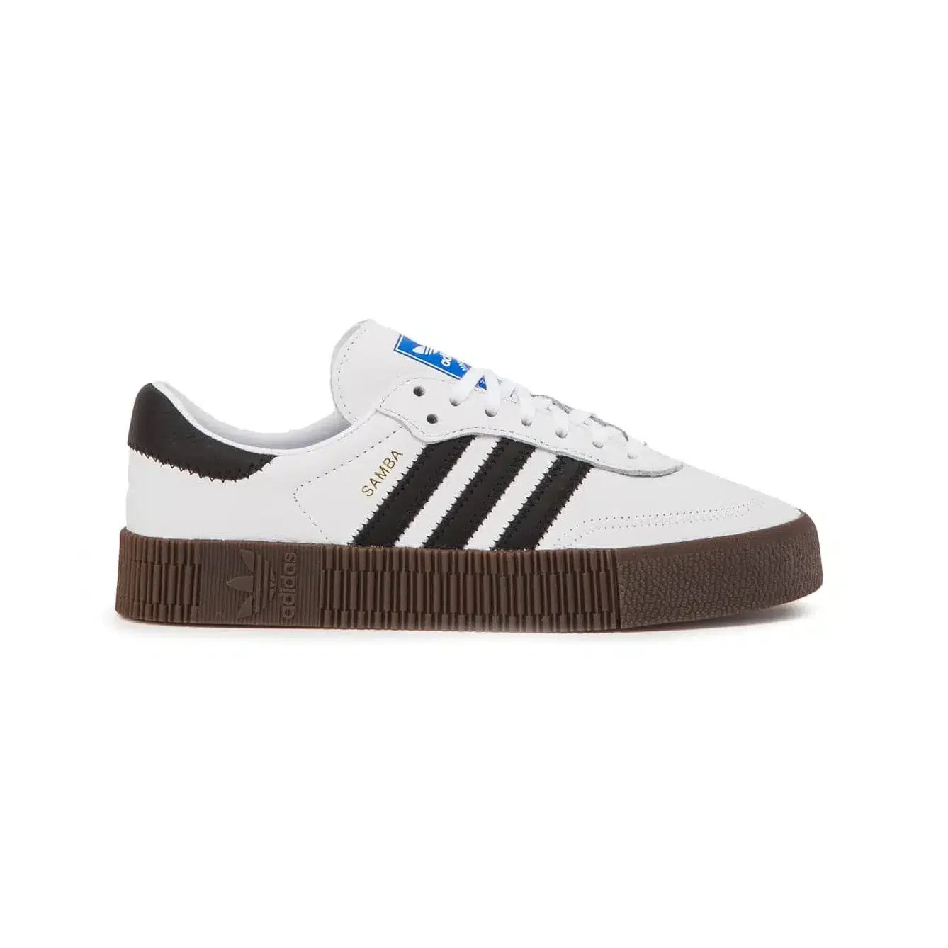 Adidas Sambarose Blanche avec Semelle Marron et Détails Noirs