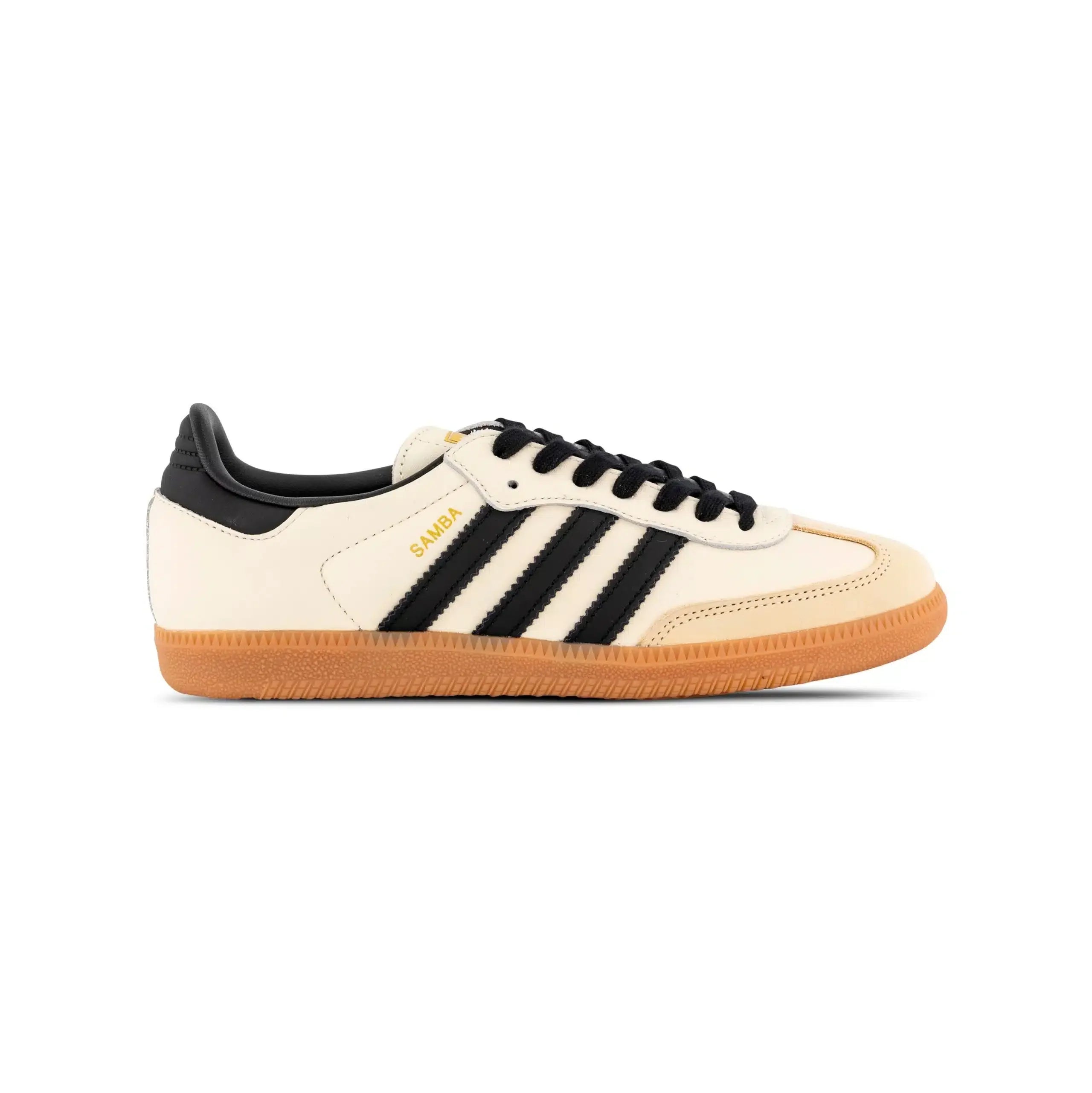 Adidas Samba Basses Blanc Crème et Noir avec Semelle Marron Gum