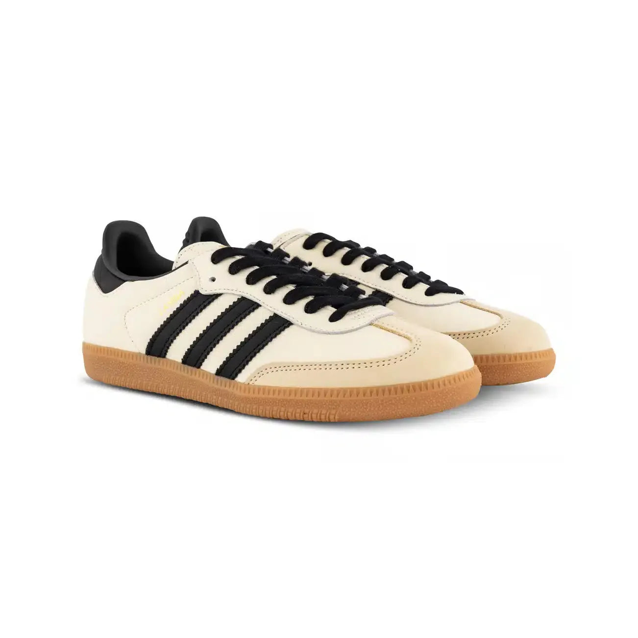 Adidas Samba Basses Blanc Crème et Noir avec Semelle Marron Gum
