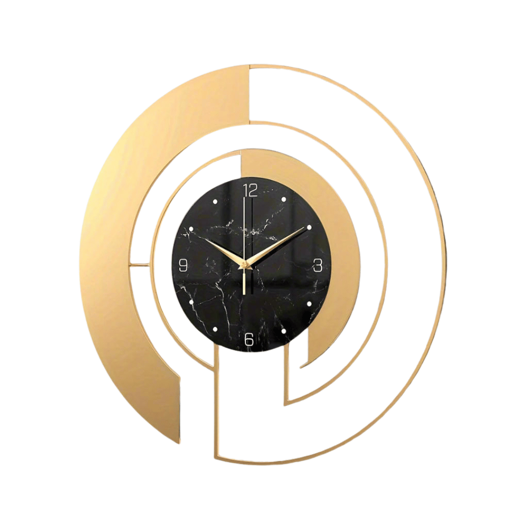 AURENO – Luxe gouden wandklok met modern geometrisch design