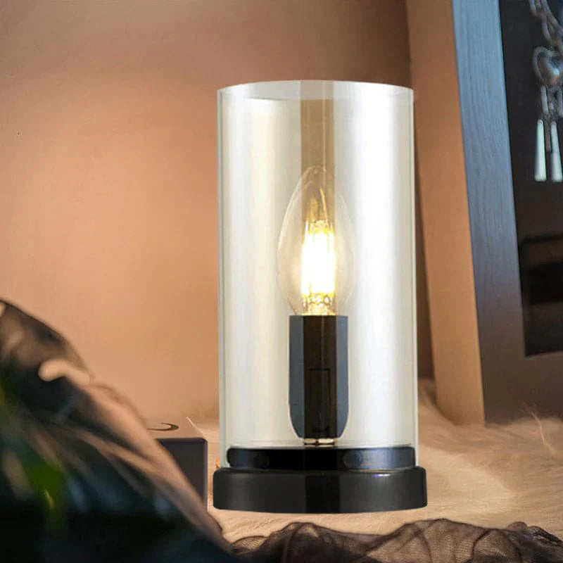 Black - Industrial Style Glass Table Lamp