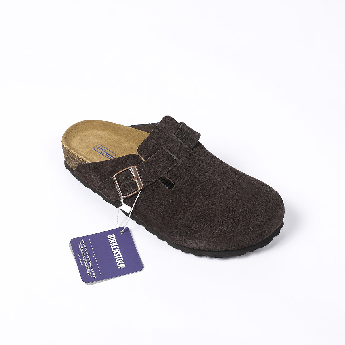 Birkenstock Boston Classic Sabot en Daim Marron Foncé