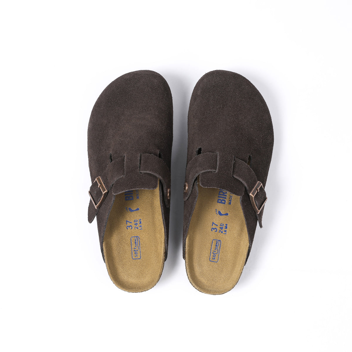 Birkenstock Boston Classic Sabot en Daim Marron Foncé