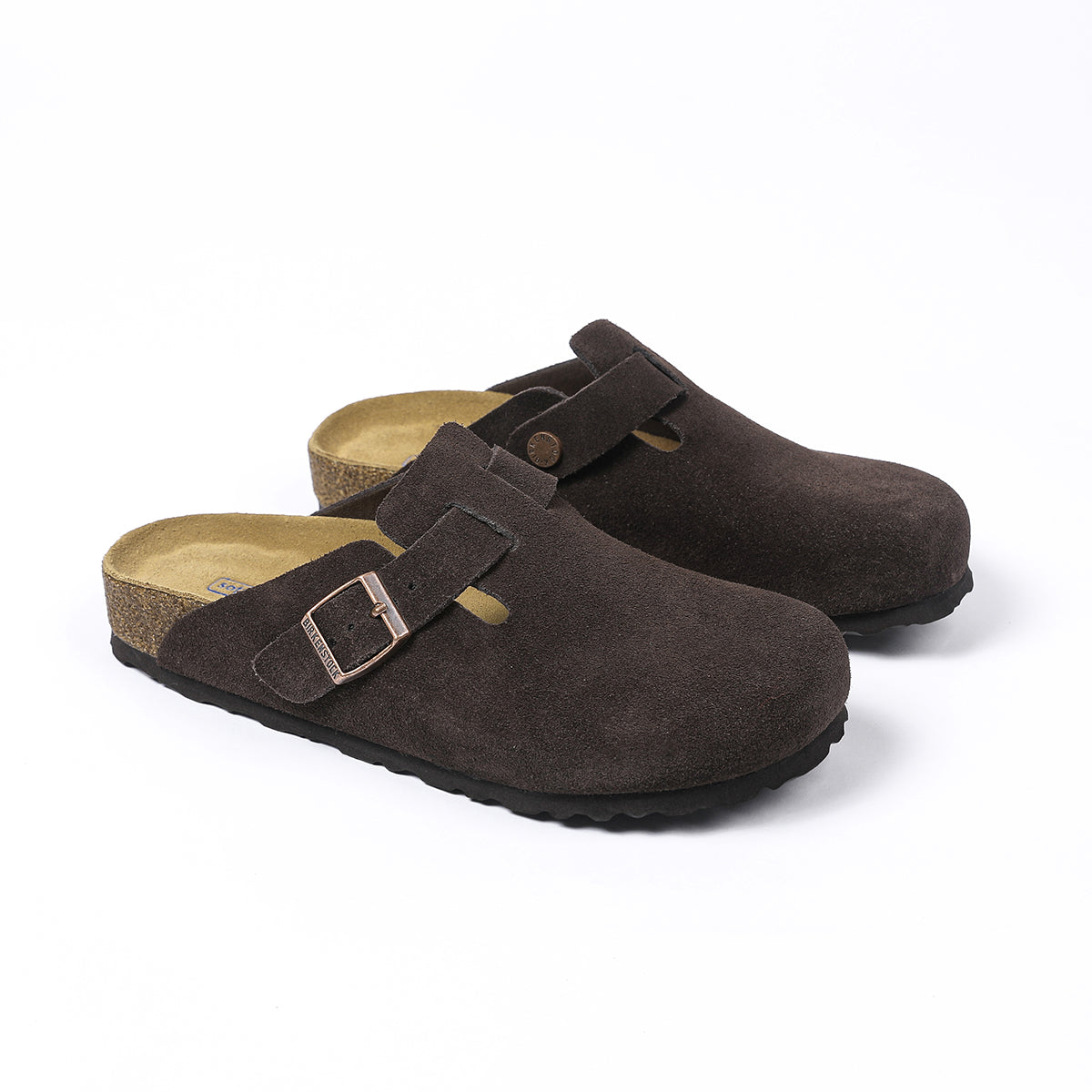 Birkenstock Boston Classic Sabot en Daim Marron Foncé