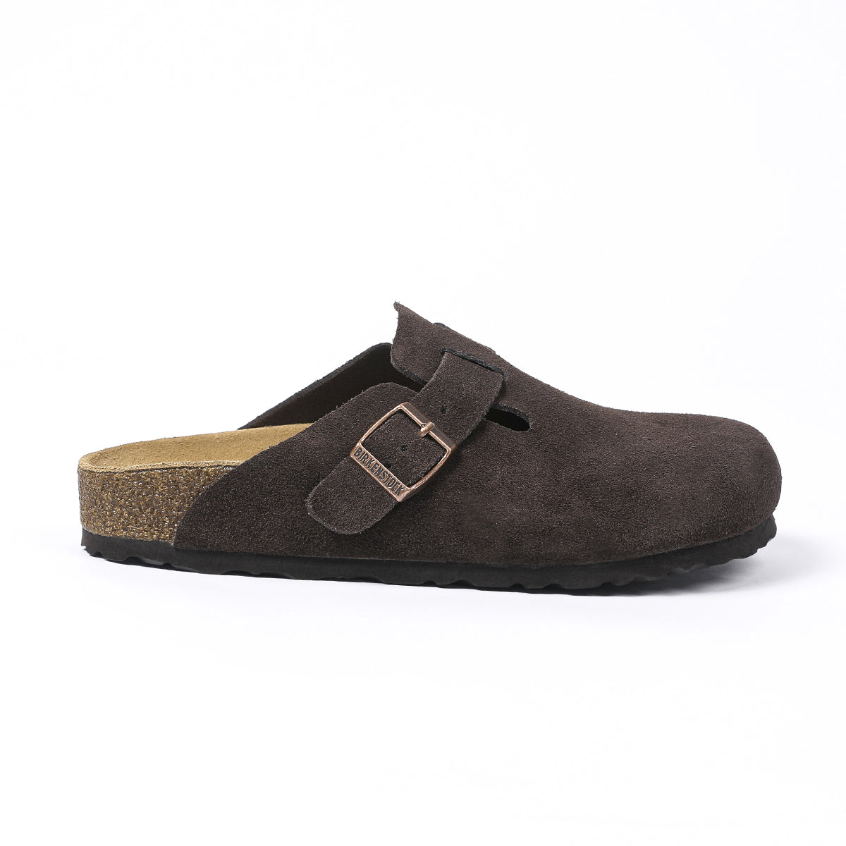 Birkenstock Boston Classic Sabot en Daim Marron Foncé