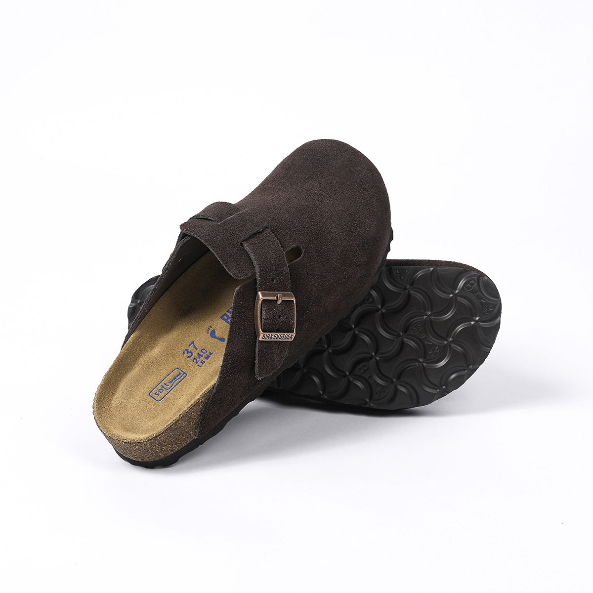 Birkenstock Boston Classic Sabot en Daim Marron Foncé