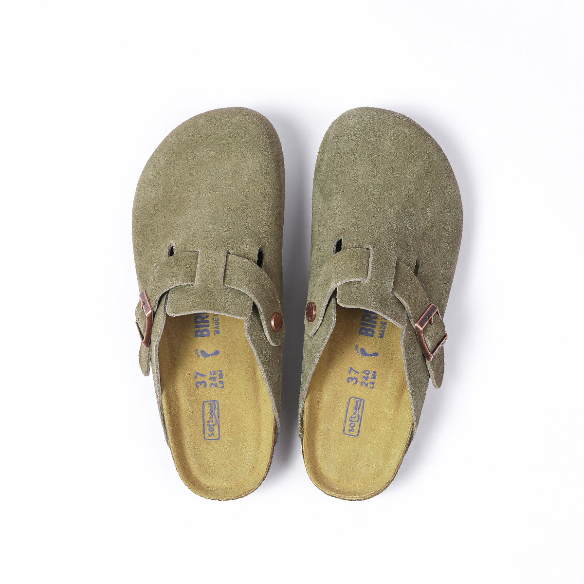 Birkenstock Boston Classic Sabots en Daim Olive foncé