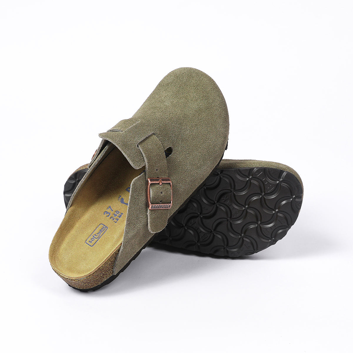 Birkenstock Boston Classic Sabots en Daim Olive foncé