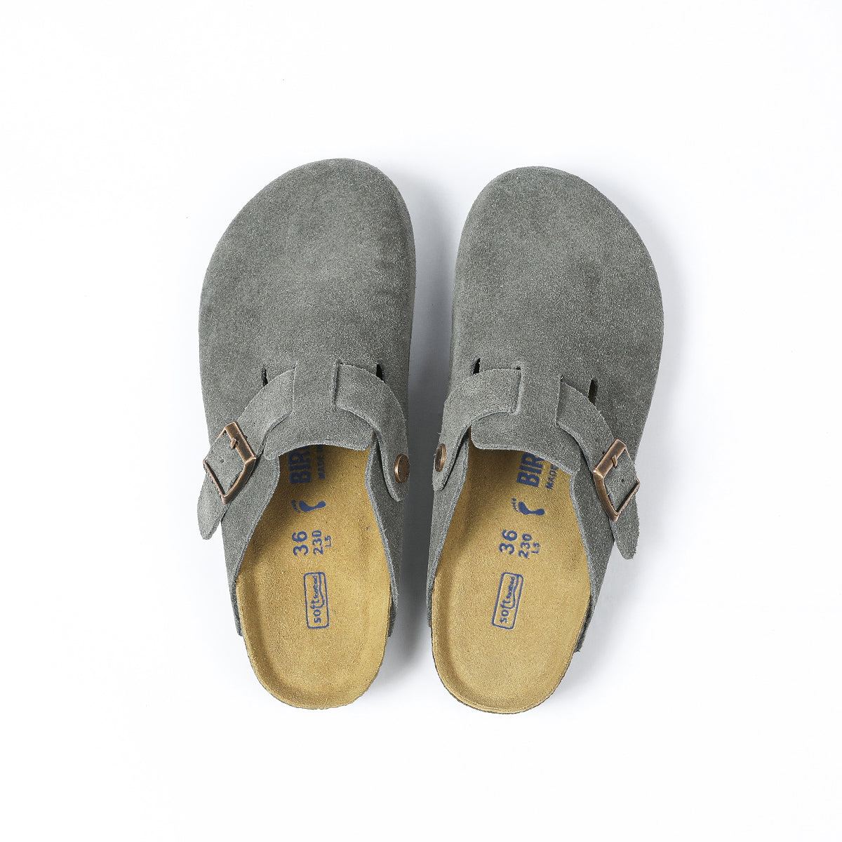 Birkenstock Boston Classic Sabots en Daim Gris