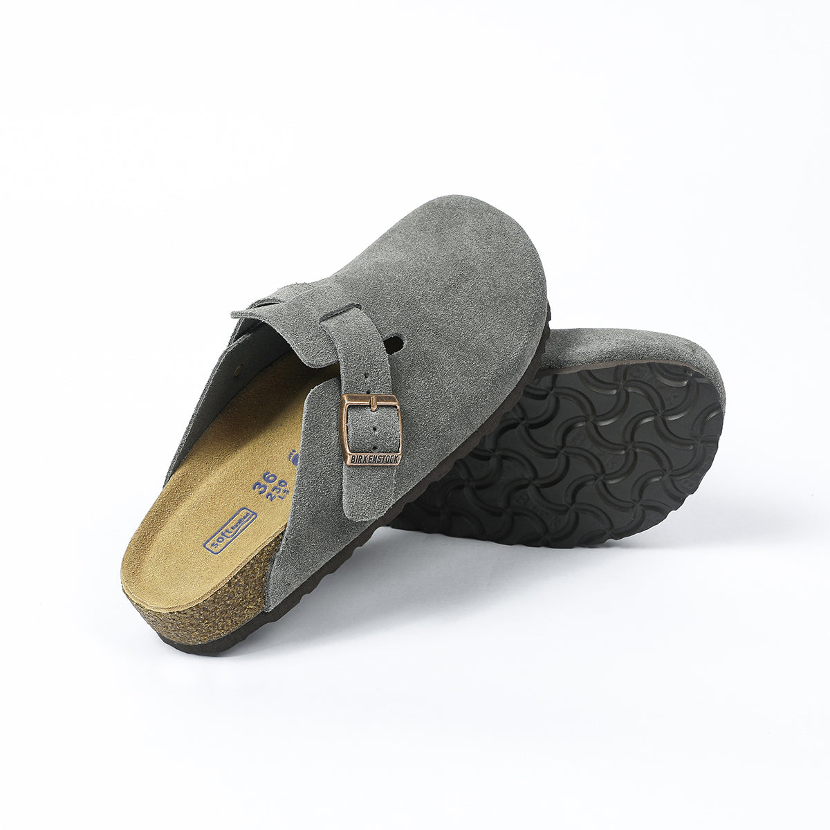 Birkenstock Boston Classic Sabots en Daim Gris