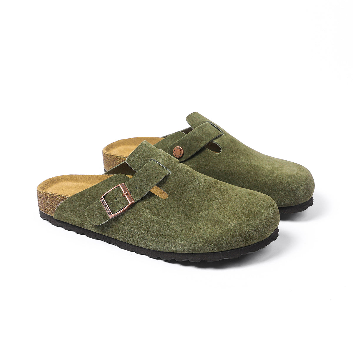 Birkenstock Boston Classic Sabots en Daim Kaki