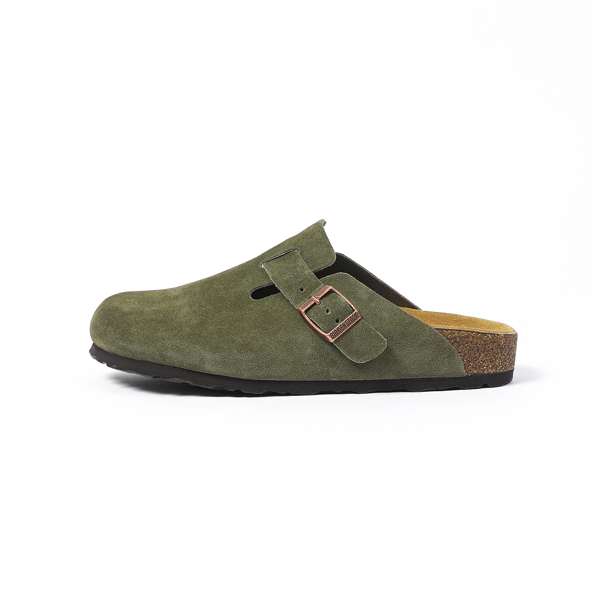 Birkenstock Boston Classic Sabots en Daim Kaki