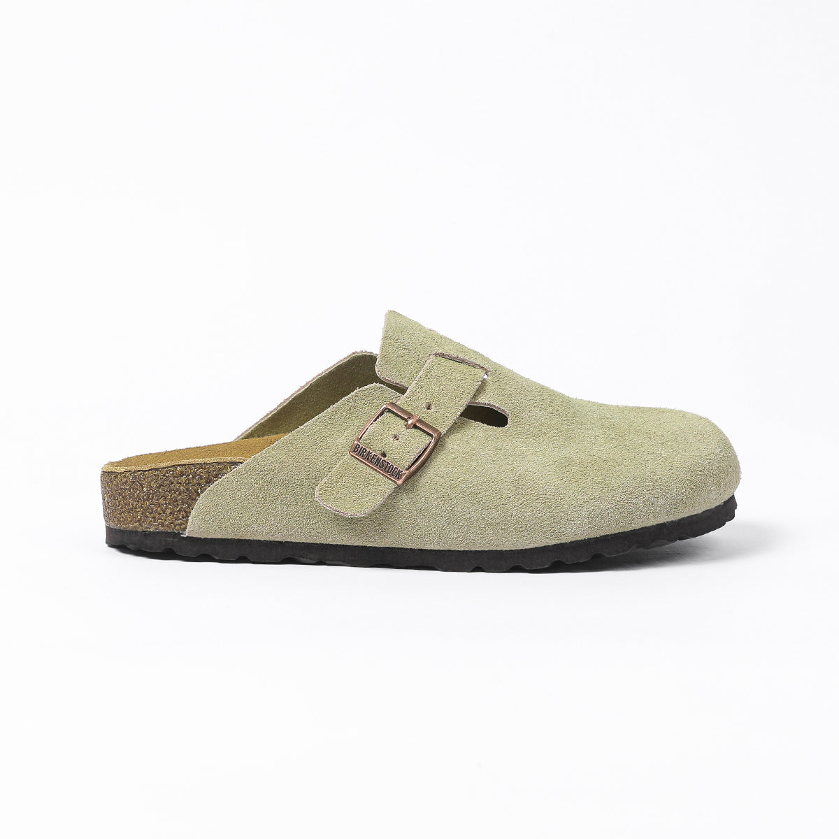 Birkenstock Boston Classic Sabots en Daim Olive Clair