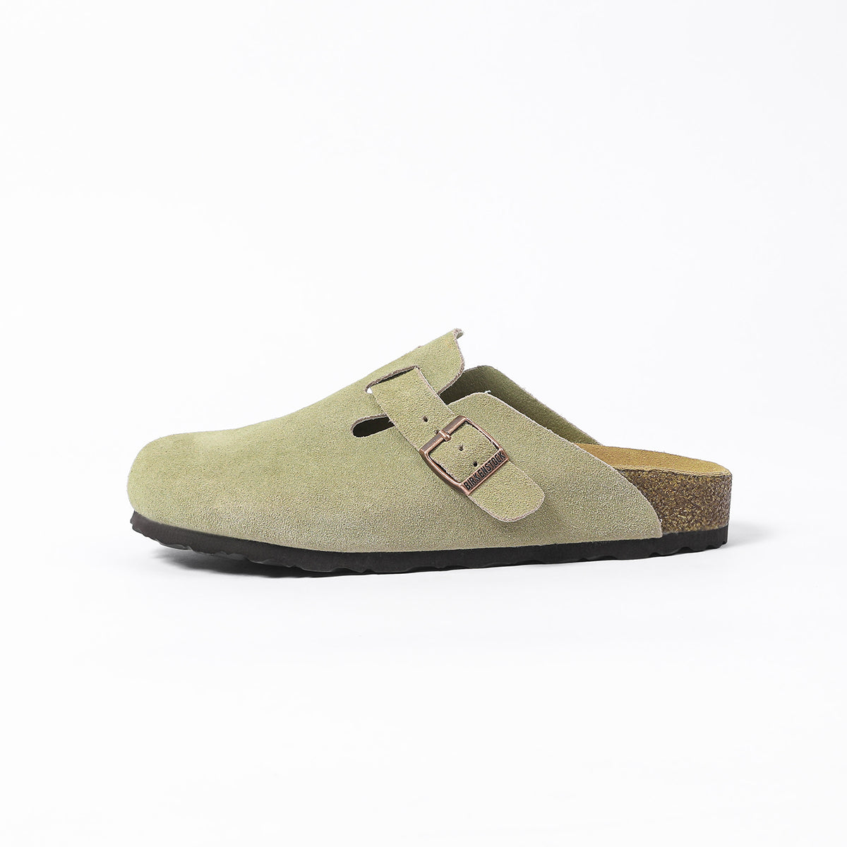 Birkenstock Boston Classic Sabots en Daim Olive Clair