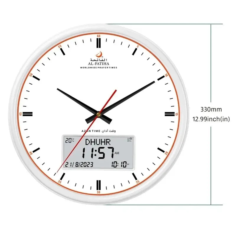 PrièreTime – Horloge Murale Intelligente avec Appels à la Prière (Azan) et Calendrier Hijri