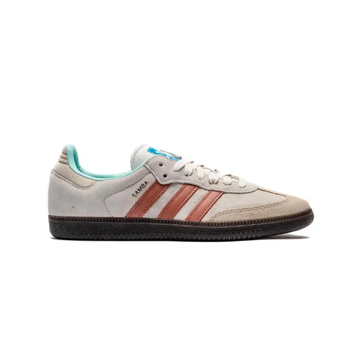 Adidas Samba Strata Clay en Daim Gris avec Détails Marron et Bleu