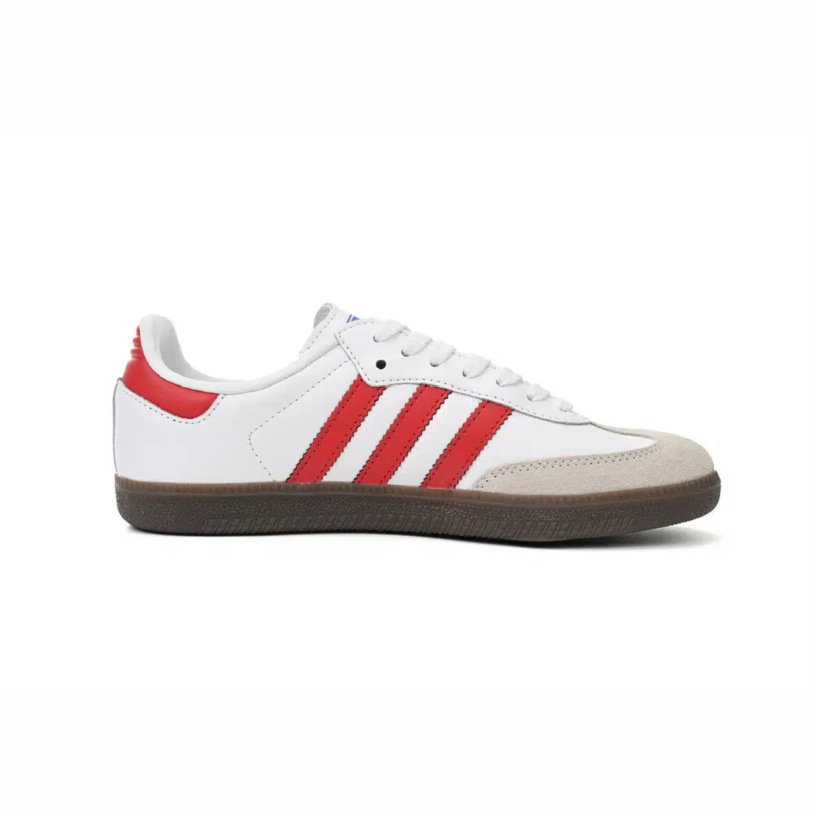 Adidas Samba OG Blanches avec Bandes Rouges et Semelle Marron