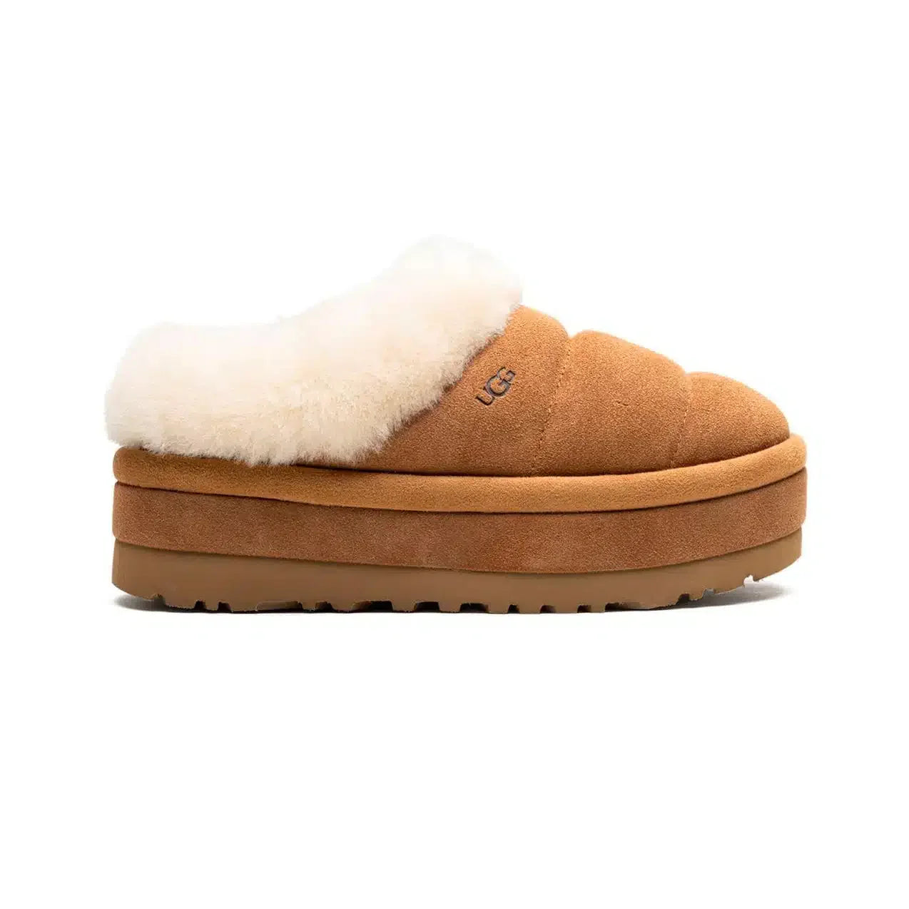 Pantoufles UGG Maxi Curly Platform Chestnut – Douces et Confortables avec Doublure en Laine et Semelle Élevée