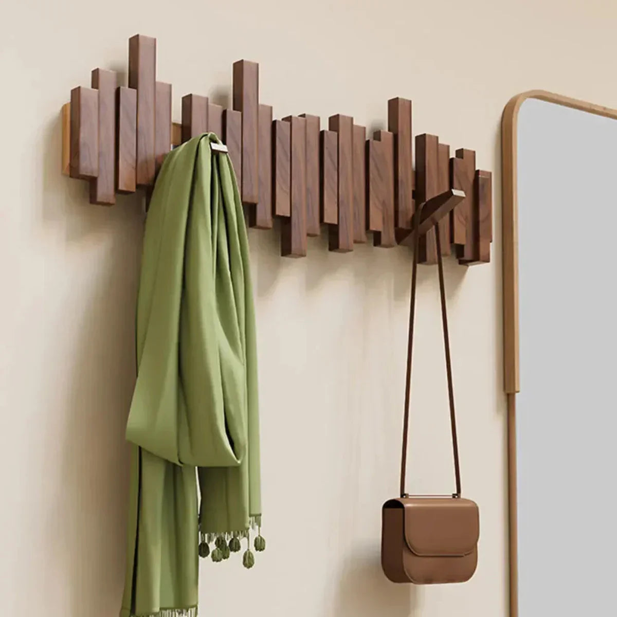 WoodHarmonie – Porte-Manteau Mural en Bois au Design Élégant pour Entrée Organisée